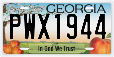 GA license plate PWX1944