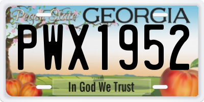 GA license plate PWX1952