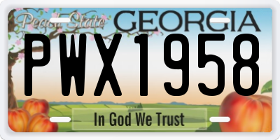 GA license plate PWX1958