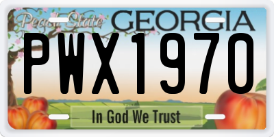GA license plate PWX1970