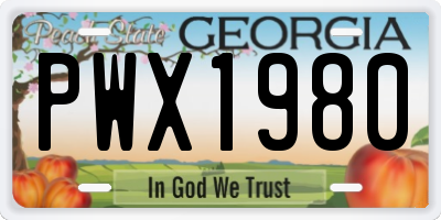 GA license plate PWX1980