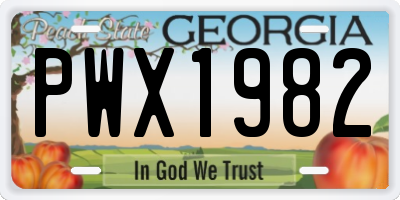 GA license plate PWX1982