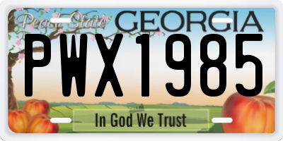 GA license plate PWX1985