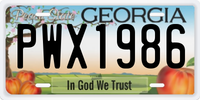 GA license plate PWX1986