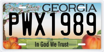 GA license plate PWX1989