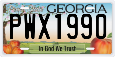 GA license plate PWX1990