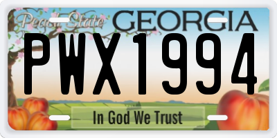 GA license plate PWX1994