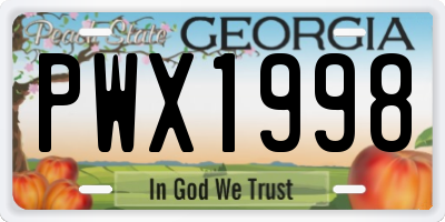 GA license plate PWX1998