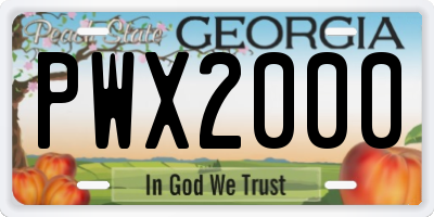 GA license plate PWX2000