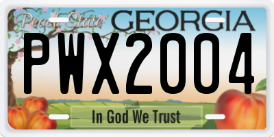GA license plate PWX2004