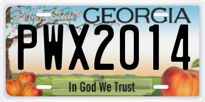 GA license plate PWX2014