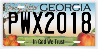 GA license plate PWX2018