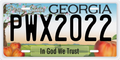 GA license plate PWX2022