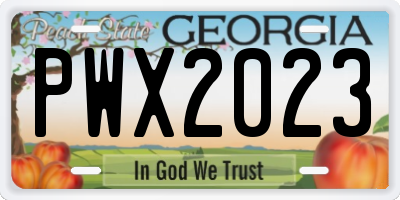 GA license plate PWX2023