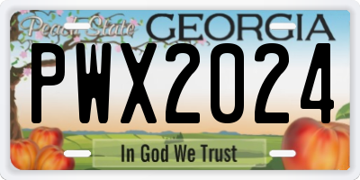 GA license plate PWX2024
