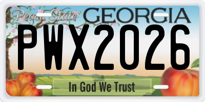 GA license plate PWX2026
