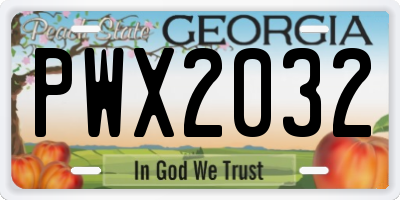GA license plate PWX2032