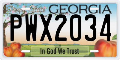 GA license plate PWX2034