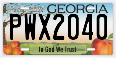 GA license plate PWX2040