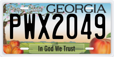 GA license plate PWX2049