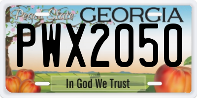 GA license plate PWX2050