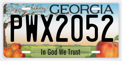 GA license plate PWX2052