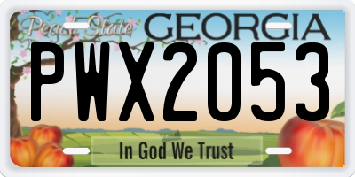 GA license plate PWX2053