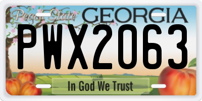 GA license plate PWX2063