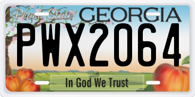 GA license plate PWX2064