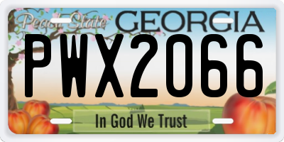 GA license plate PWX2066