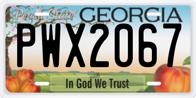 GA license plate PWX2067