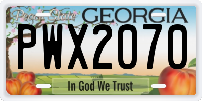 GA license plate PWX2070