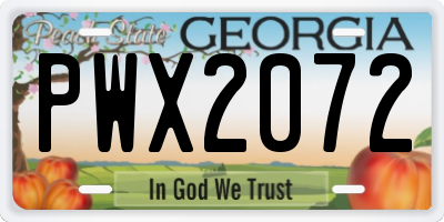 GA license plate PWX2072