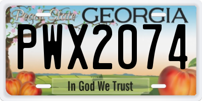 GA license plate PWX2074