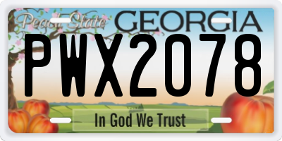 GA license plate PWX2078