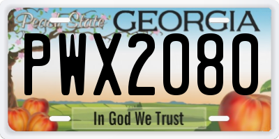 GA license plate PWX2080