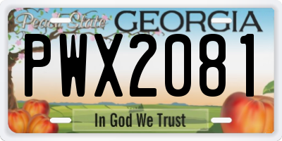 GA license plate PWX2081