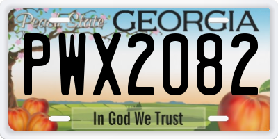 GA license plate PWX2082