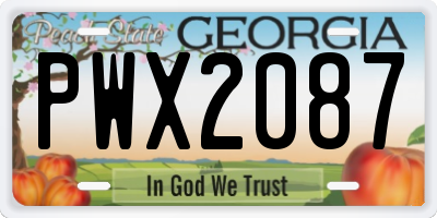 GA license plate PWX2087