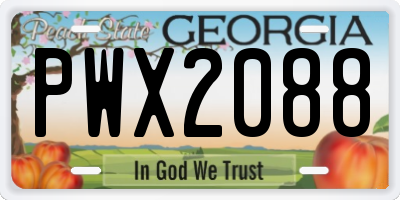 GA license plate PWX2088