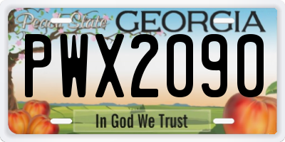 GA license plate PWX2090
