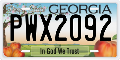 GA license plate PWX2092