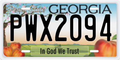 GA license plate PWX2094