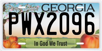 GA license plate PWX2096
