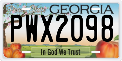 GA license plate PWX2098