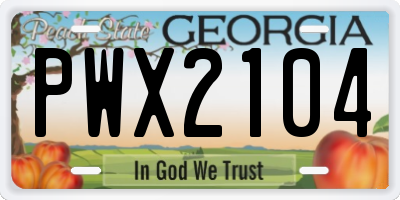 GA license plate PWX2104