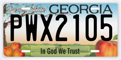 GA license plate PWX2105