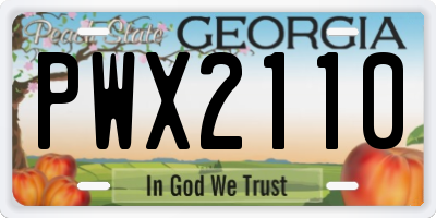 GA license plate PWX2110