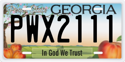 GA license plate PWX2111