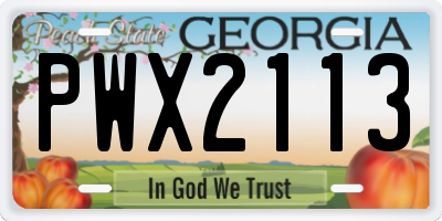 GA license plate PWX2113